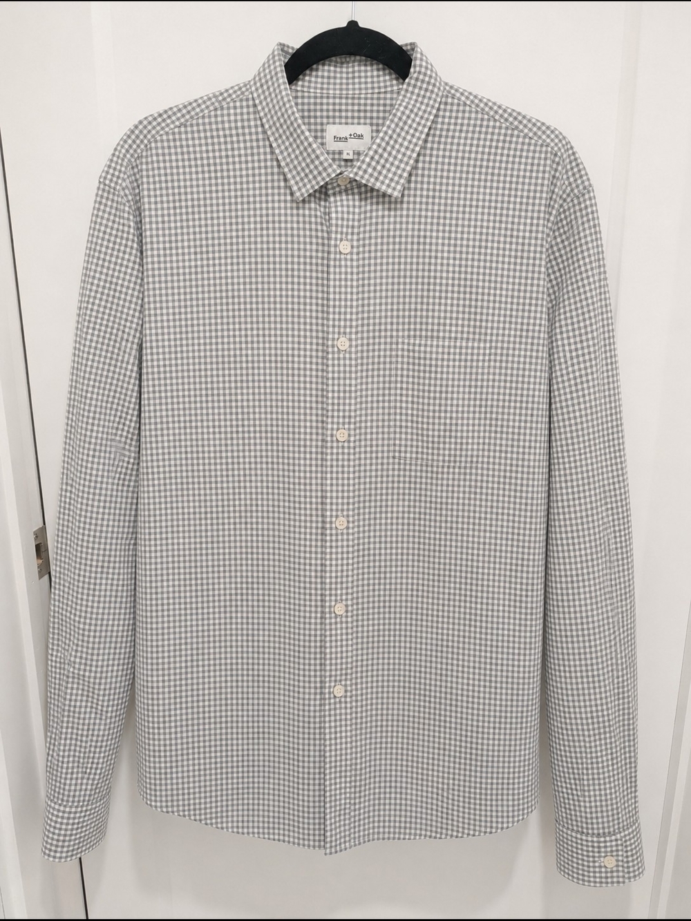 Frank + Oak Men's Grey and White Gingham Dress Shirt 100% Cotton